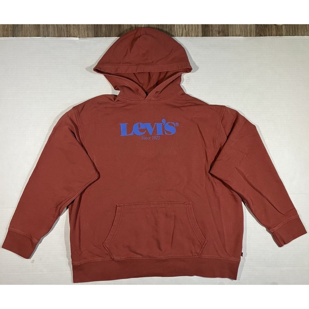 Levis Hoodie Sweatshirt Pullover Orange Relaxed Mens Size XL